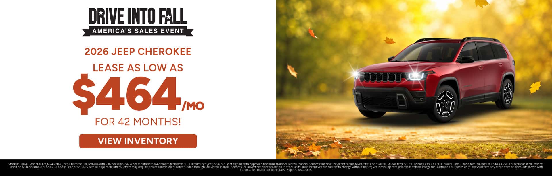 Lease Special on a new Jeep Cherokee near Lansing, MI