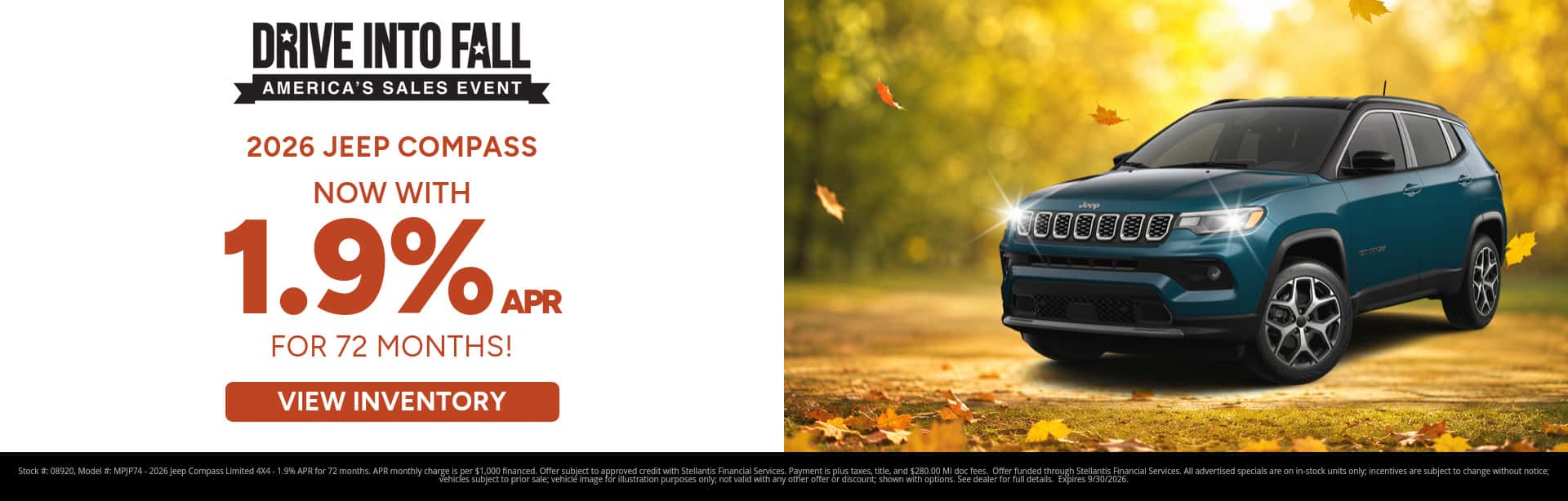 Finance special on a new Jeep Compass near Lansing, MI