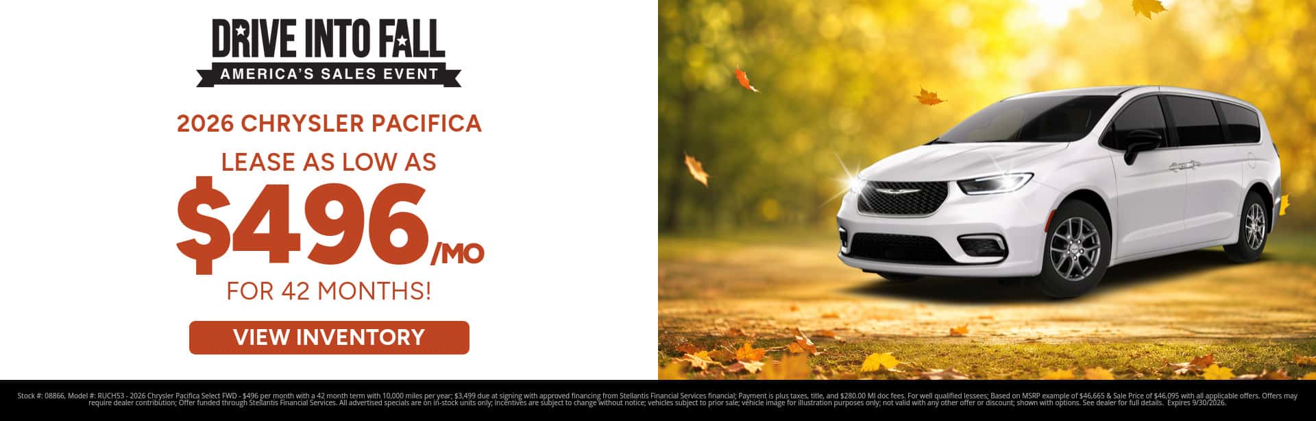 Lowest lease prices on a new Chrysler Pacifica near Greenville, MI