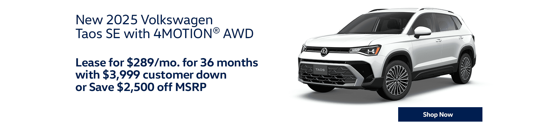 New 2025 Volkswagen Taos SE with 4MOTION® AWD