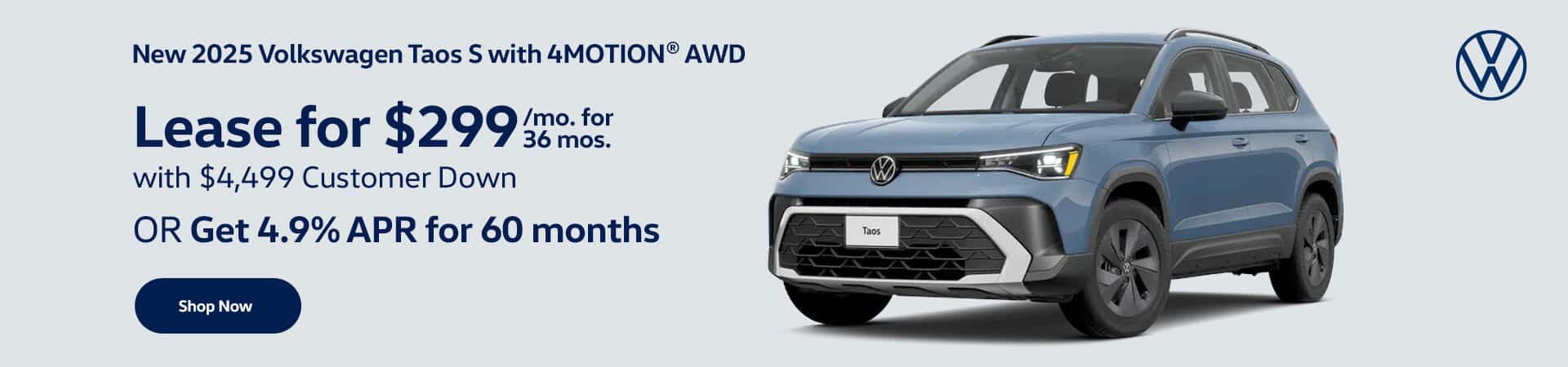 New 2025 Volkswagen Taos S with 4MOTION® AWD