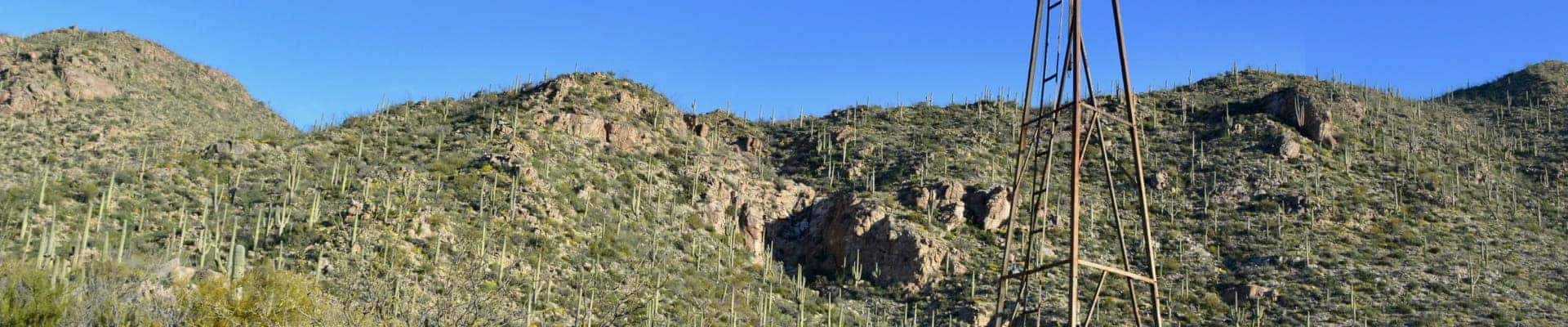 Windmill in Arizona Desert Tortolita Mountains Marana