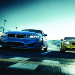 BMW M Series 4 Coupe and Convertible on an open track.