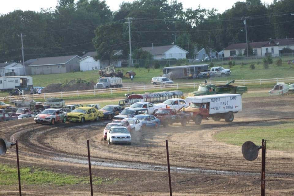 Cars Racing at the Night of Destruction