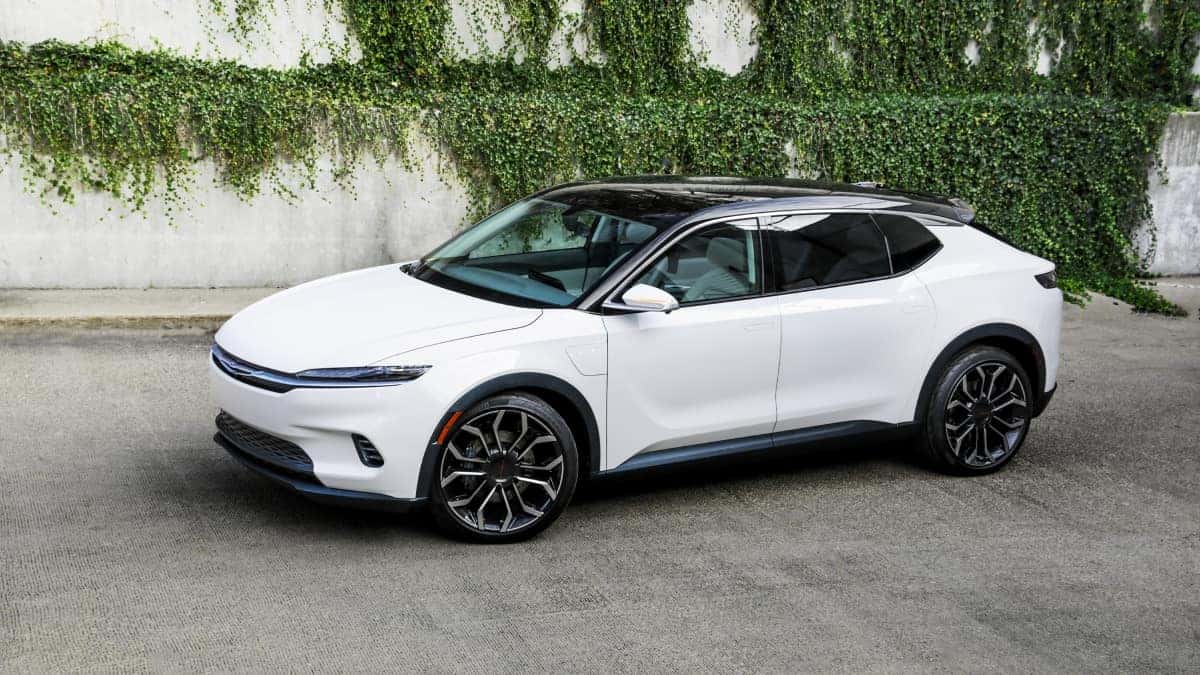 Chrysler Airflow Concept Cape Coral stunning white EV in garden