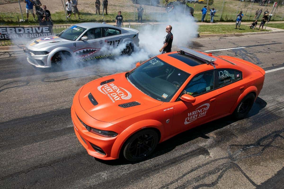 Cape Coral CDJR Dodge Grude Match Orange and Silver Cars