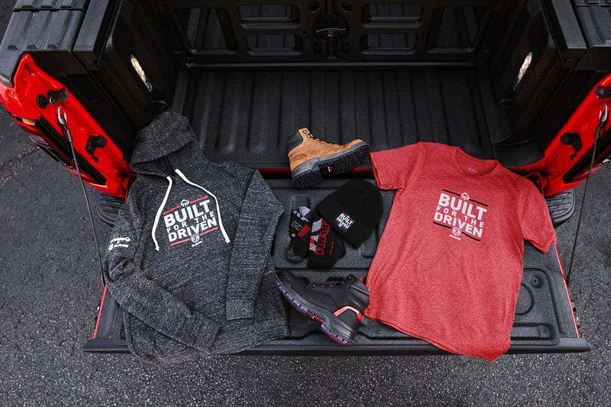 Cape Coral CDJR Ram x Wolverine Collaboration Merchandise in Red and Gray