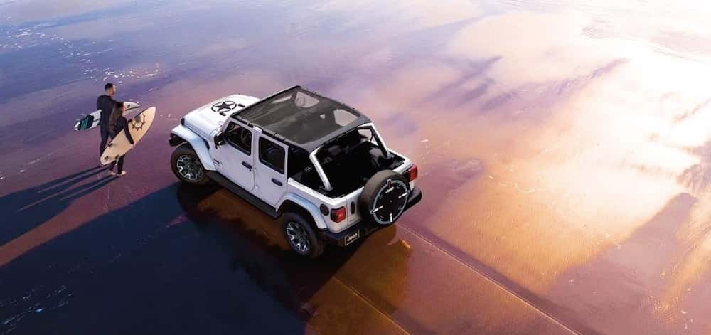 White 2026 Jeep Wrangler on the beach