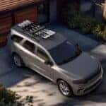 grey dodge van parked in driveway aerial view