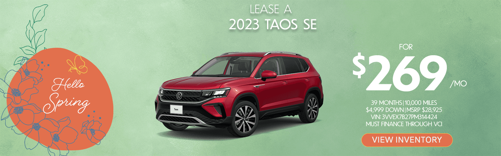 Taos SE Carolina VW March Lease-VIN
