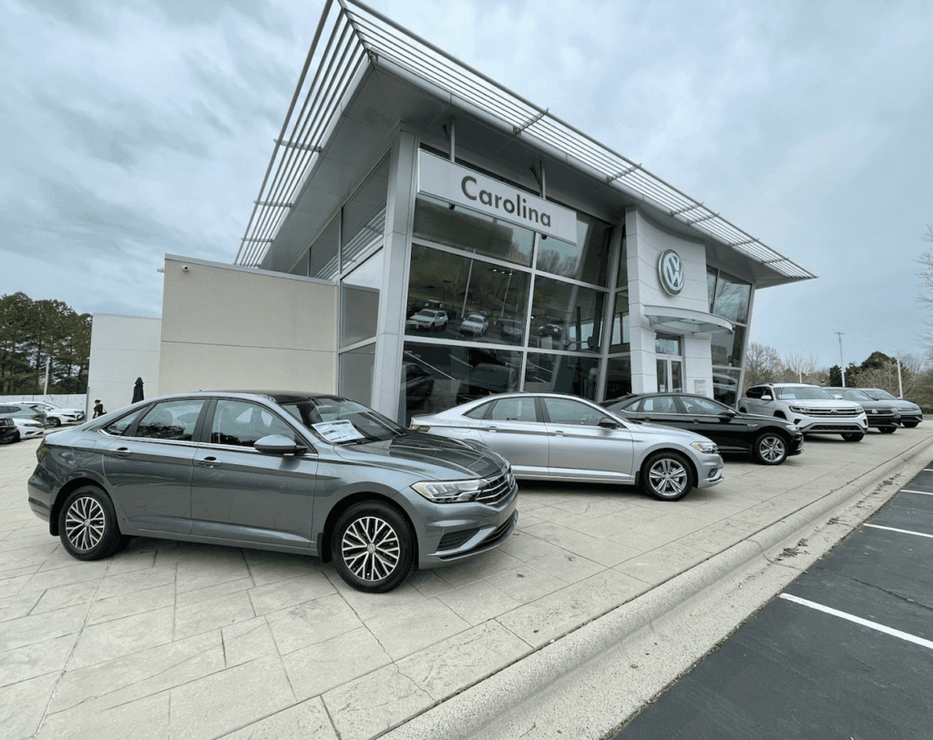 front building Carolina Volkswagen dealer in Charlotte NC