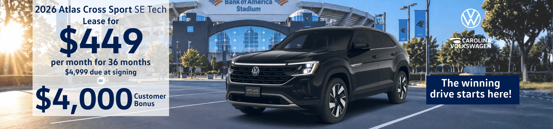 2026 Atlas Cross Sport SE Tech $449 per month lease or $4000 customer bonus