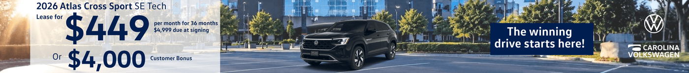 2026 Atlas Cross Sport SE Tech $449 per month lease or $4,000 customer bonus