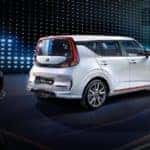 2020 Kia Soul exterior in white on a basketball court