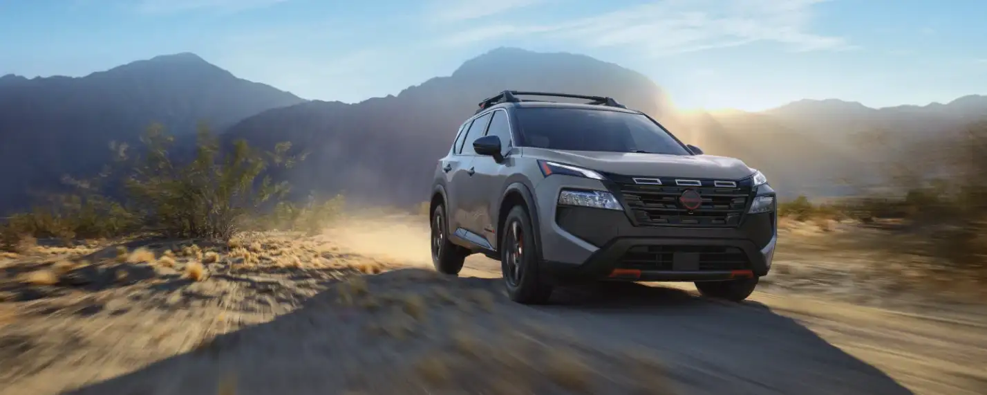 Front view of the 2026 Nissan Rogue Rock Creek in a desert setting