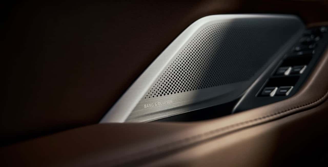 2026 Acura MDX interior closeup view of the B&O metal grill over the speakers