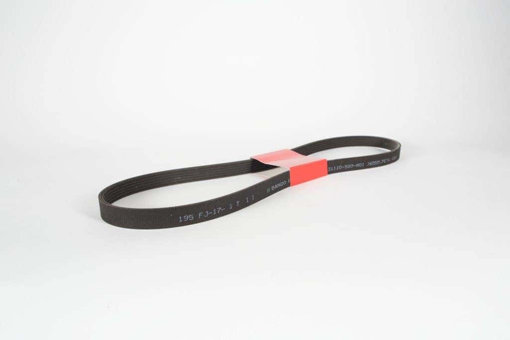 A genuine Acura serpentine belt shown on a plain background with its Acura part number visible