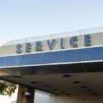 The covered service drive entrance at Elk Grove Acura
