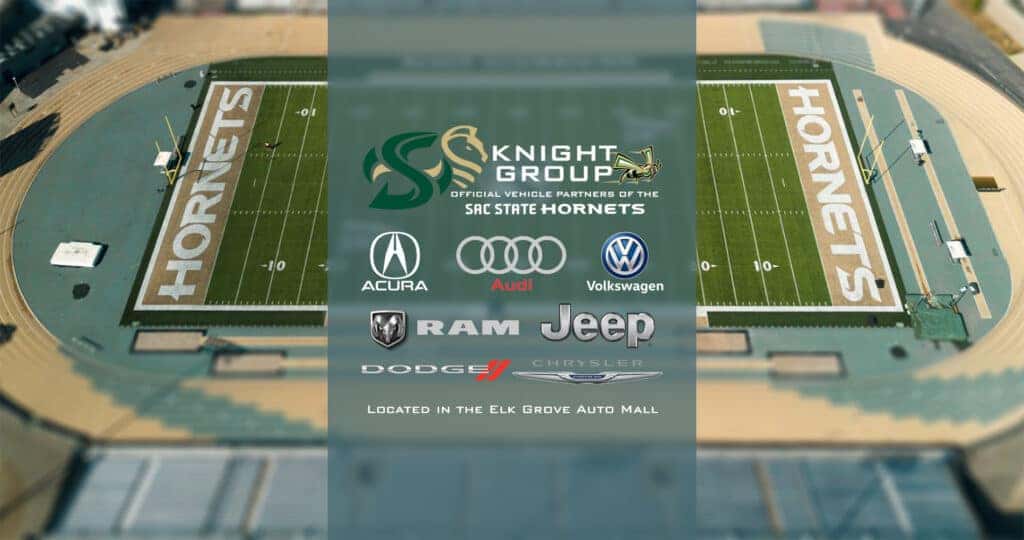 Knight x Sacramento State Football Field sponsored by the Knight Group in the Elk Grove Auto Mall