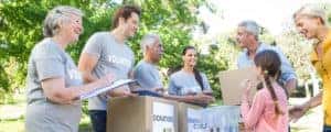 Volunteers collecting donations