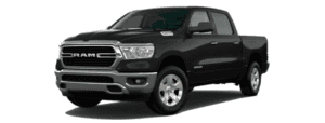 A black 2020 Ram 1500 is facing left.