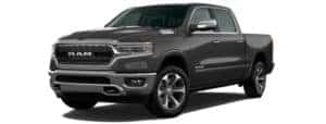 A grey 2020 Ram 1500 is facing left.