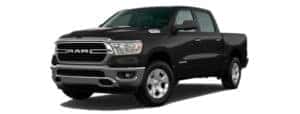 A black 2020 Ram 1500 is facing left.