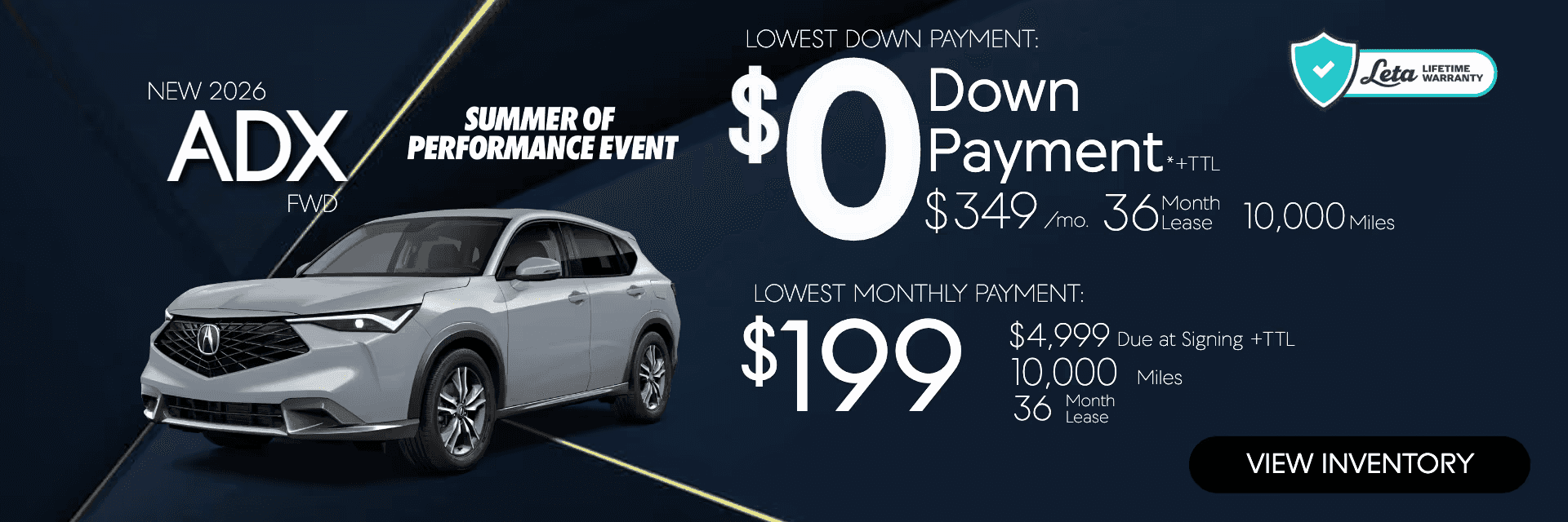 2026 Acura ADX $199 $0 Down Lease Frank Leta Acura of Springfield