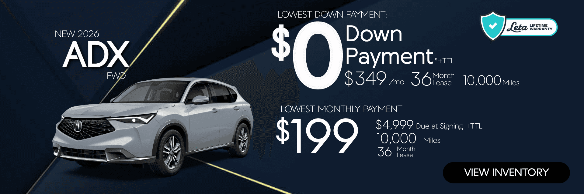 2026 Acura ADX $199 $0 Down Lease Frank Leta Acura of Springfield