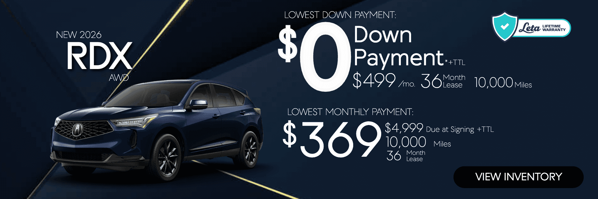 2026 Acura RDX $369 $0 Down Lease Frank Leta Acura of Springfield