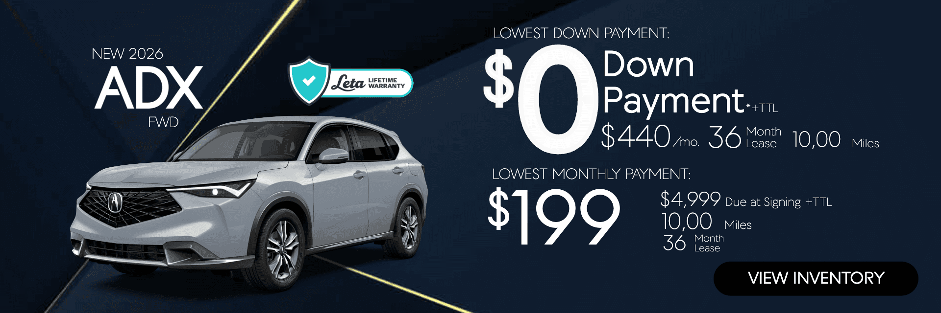 2026 Acura ADX $199 $0 Down Lease Frank Leta Acura of Springfield