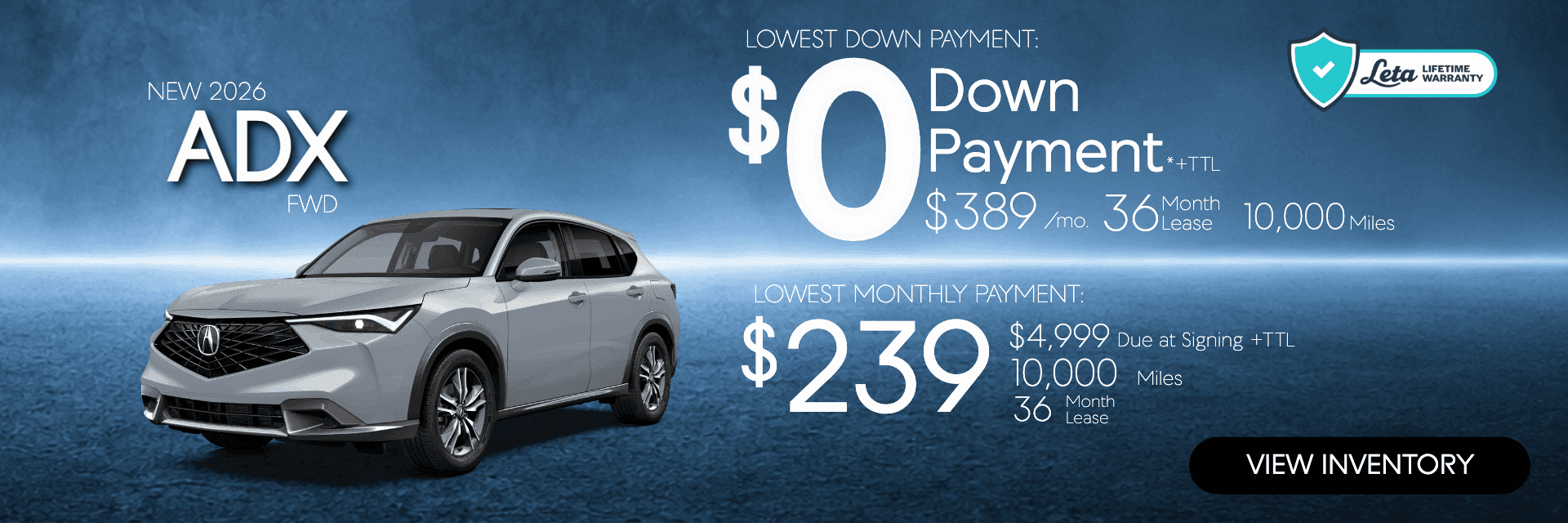 2026 Acura ADX $239 $0 Down Lease Frank Leta Acura of Springfield