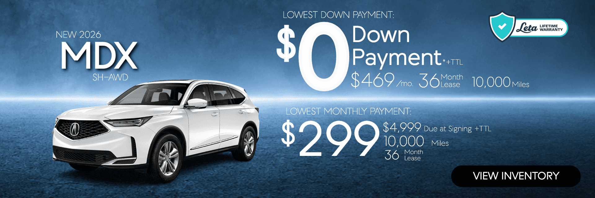 2026 Acura MDX $299 $0 Down Lease Frank Leta Acura of Springfield