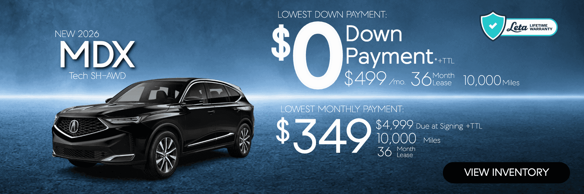 2026 Acura MDX Tech $349 $0 Down Lease Frank Leta Acura of Springfield