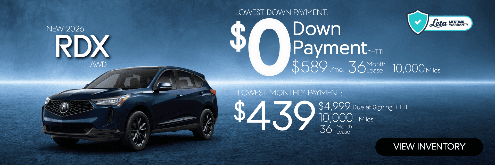 2026 Acura RDX $439 $0 Down Lease Frank Leta Acura of Springfield