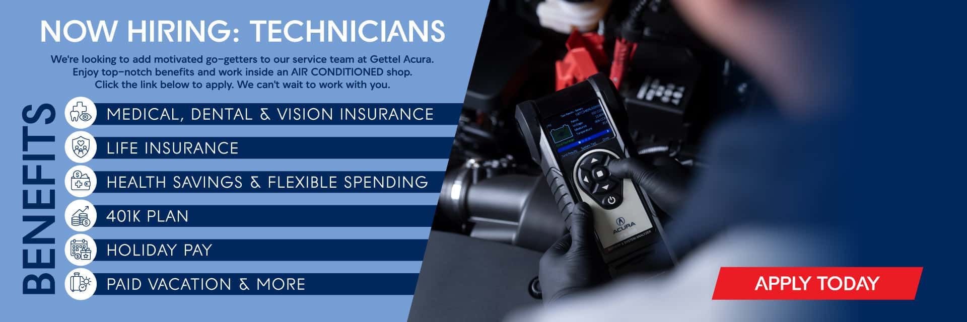 NOW HIRING: TECHNICIANS