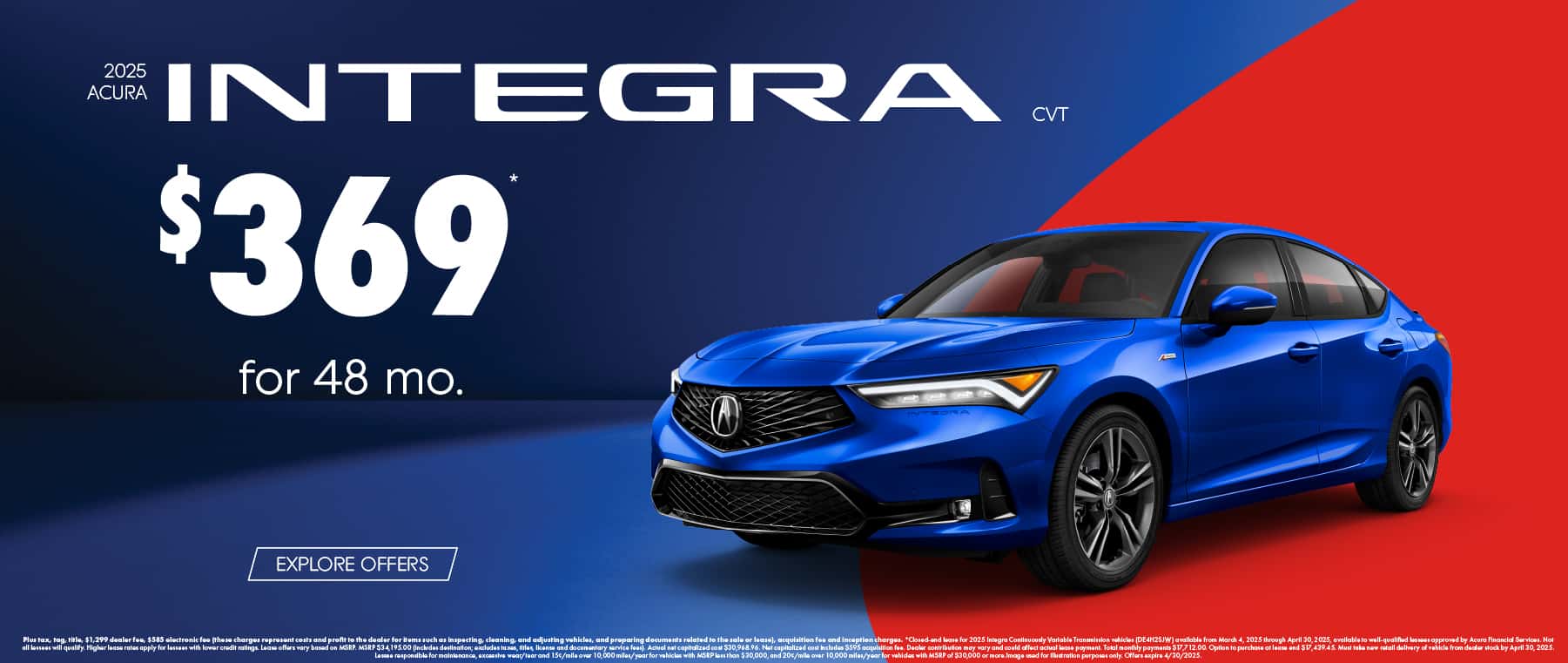 2025 Acura Integra CVT $369 for 48 months*