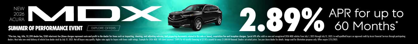 New 2026 Acura MDX 2.89% APR for up to 60 months*