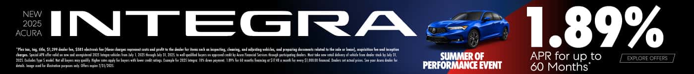 New 2025 Acura Integra 1.89% APR for up to 60 months*