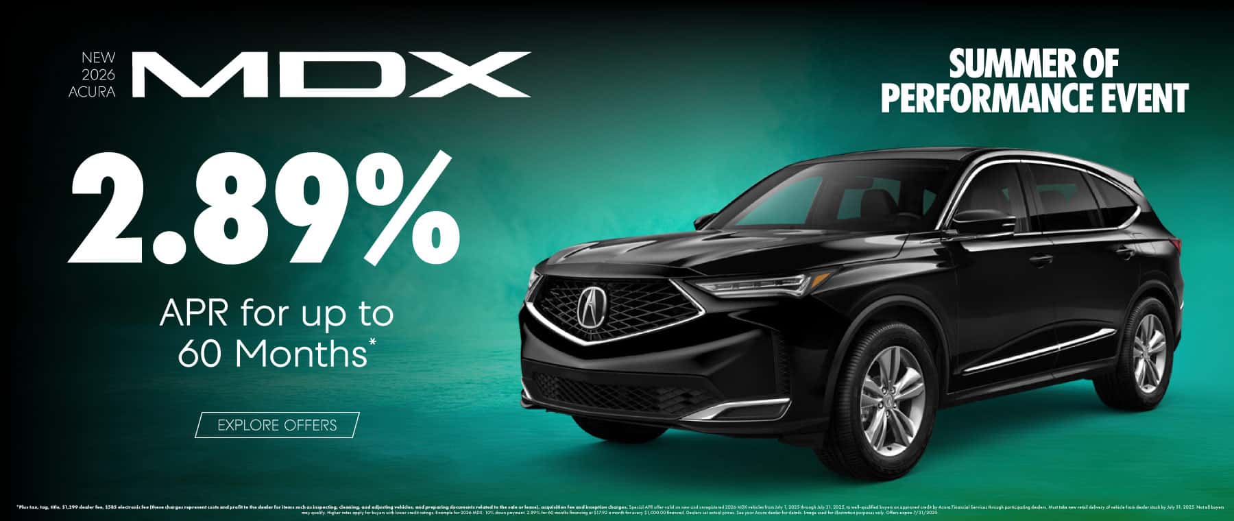 New 2026 Acura MDX 2.89% APR for up to 60 months*