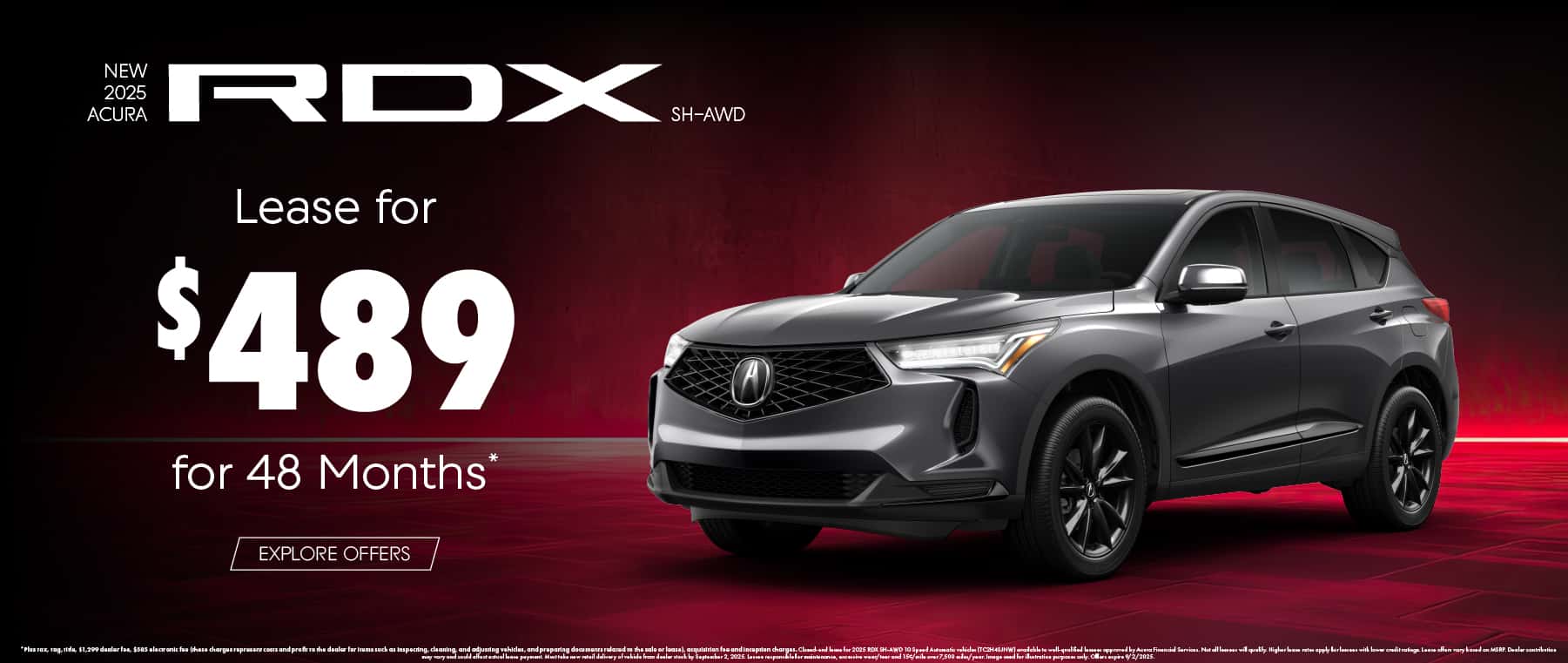 New 2025 Acura RDX SH-AWD Lease for $489 a month for 48 Months*