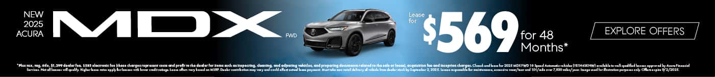 New 2025 Acura MDX FWD Lease for $569 a month for 48 Months*