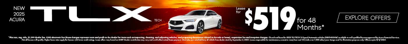 New 2025 Acura TLX Tech Lease for $519 a month for 48 Months*