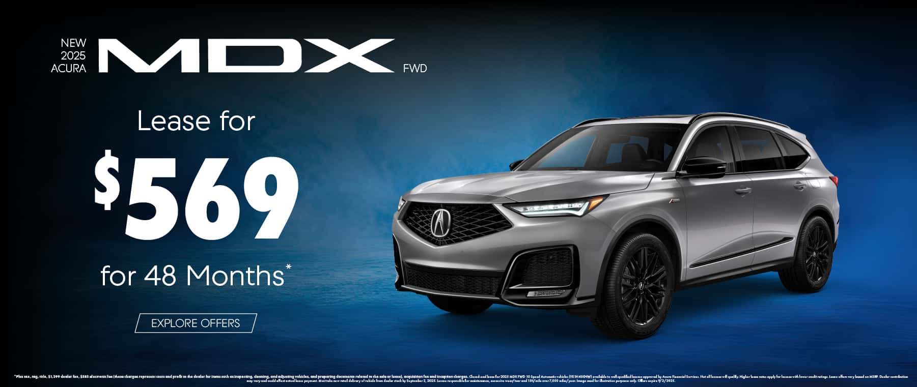 New 2025 Acura MDX FWD Lease for $569 a month for 48 Months*