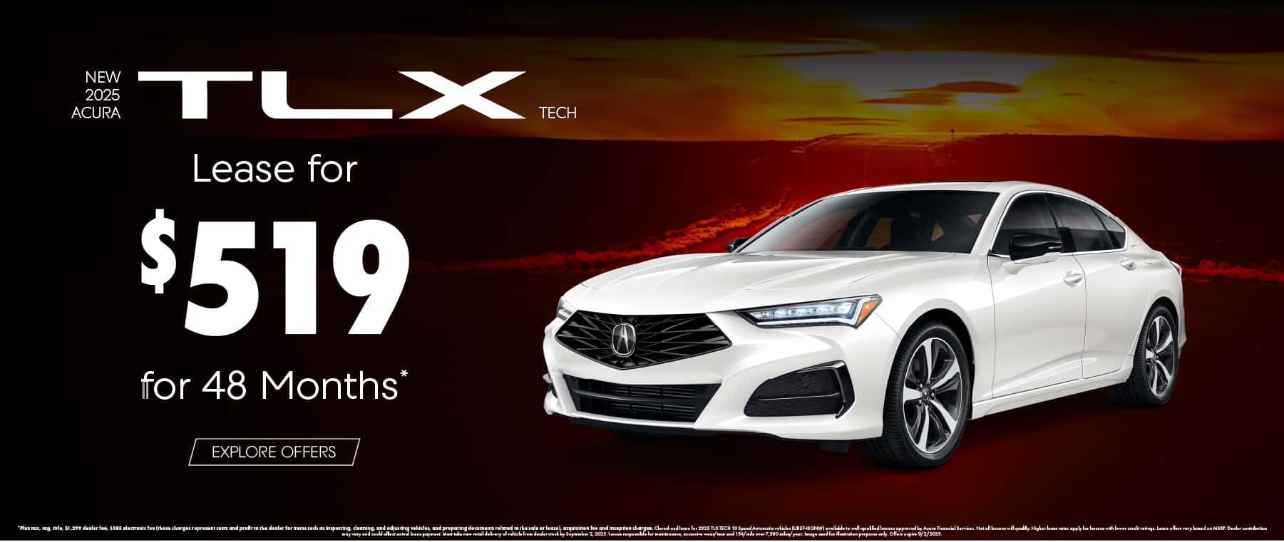 New 2025 Acura TLX Tech Lease for $519 a month for 48 Months*