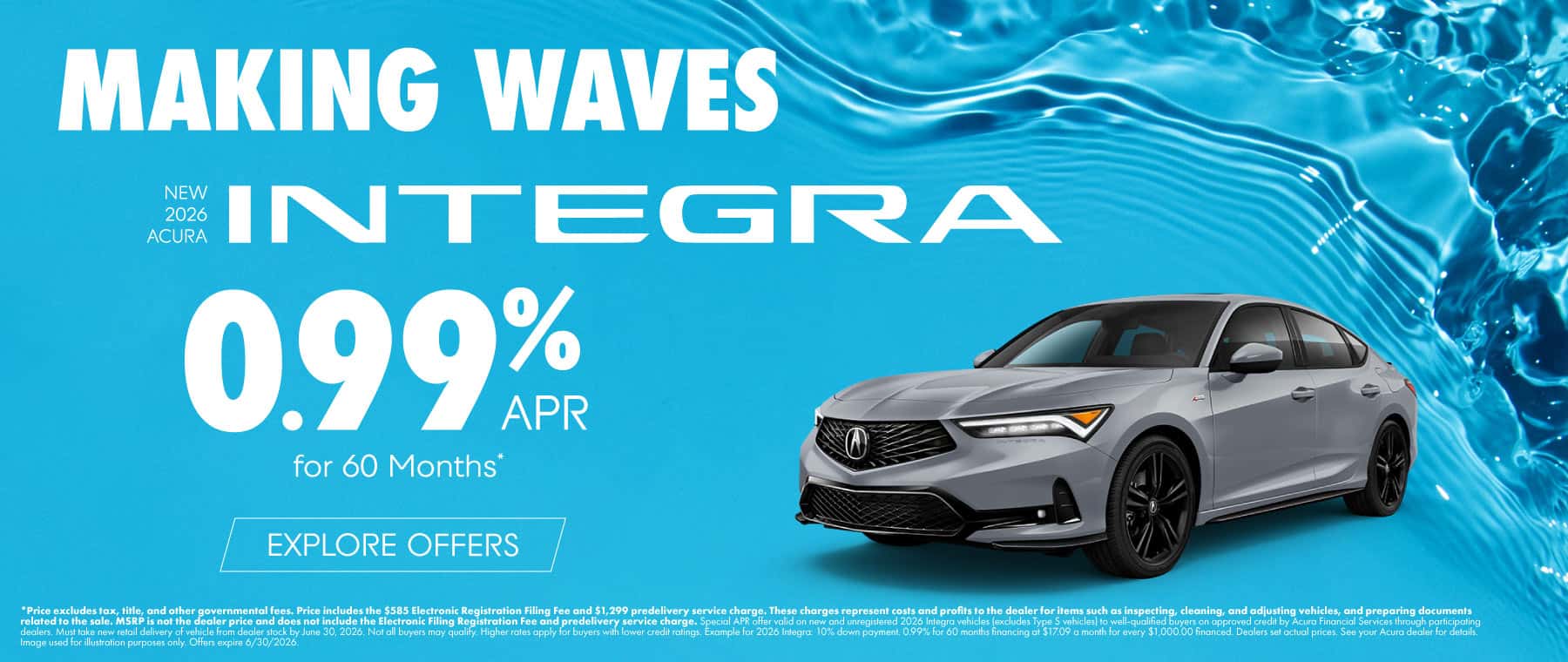 New 2026 Acura Integra 0.99% APR for 60 Months*