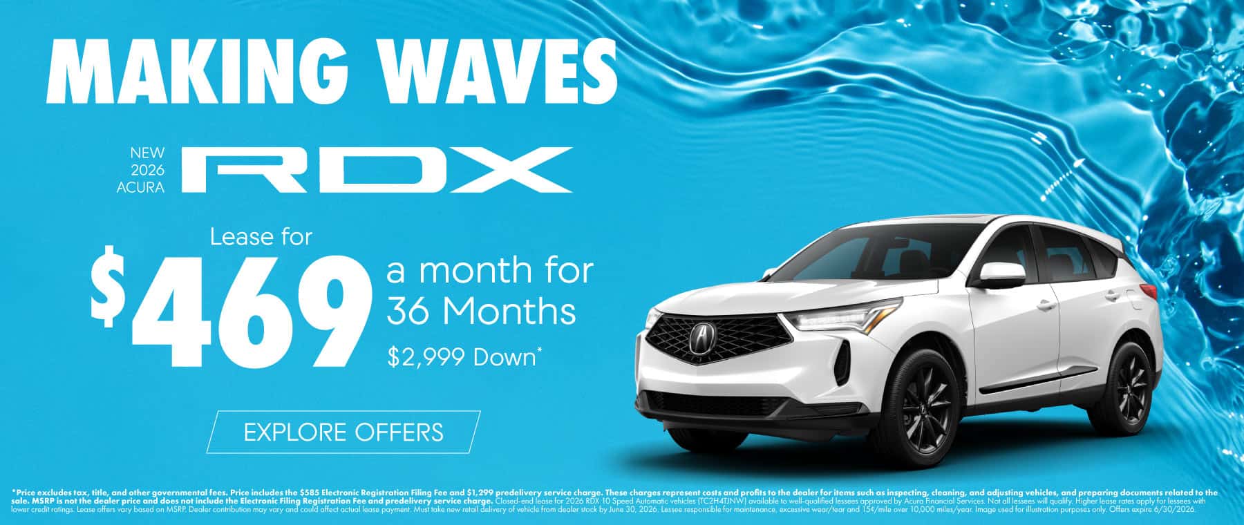 New 2026 Acura RDX Lease for $469 a month for 36 Months $2,999 Down*