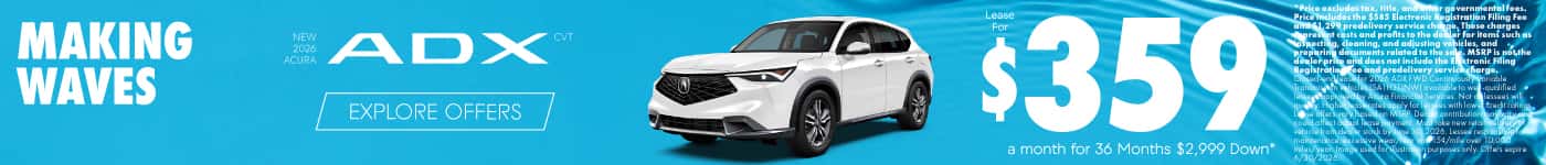 New 2026 Acura ADX CVT Lease for $359 a month for 36 Months $2,999 Down*
