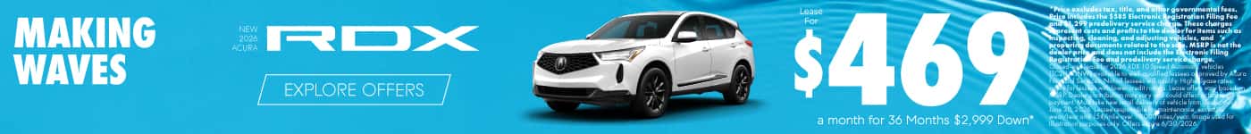 New 2026 Acura RDX Lease for $469 a month for 36 Months $2,999 Down*