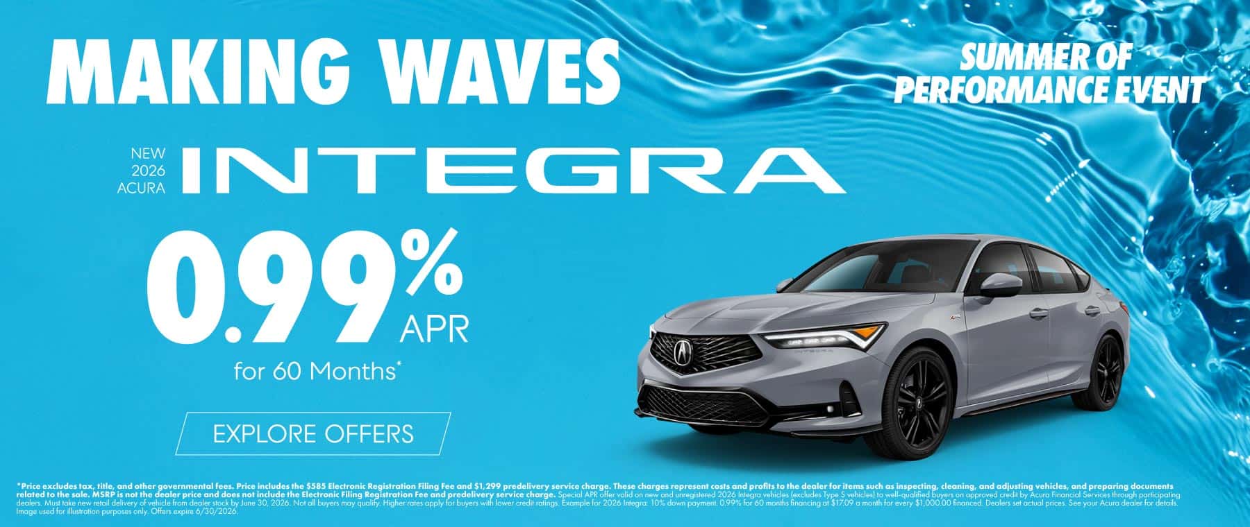 New 2026 Acura Integra 0.99% APR for 60 Months*